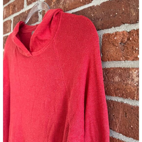 Lilla P Coral Red Knit Hoodie Sweater Women’s Medium Long Sleeve Pullover - Picture 5 of 7